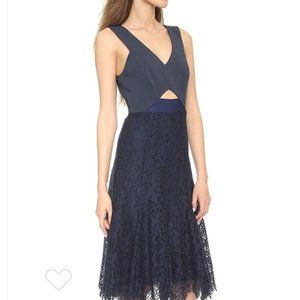 NWT Rebecca Taylor Lace Cut Out Navy Floral Open